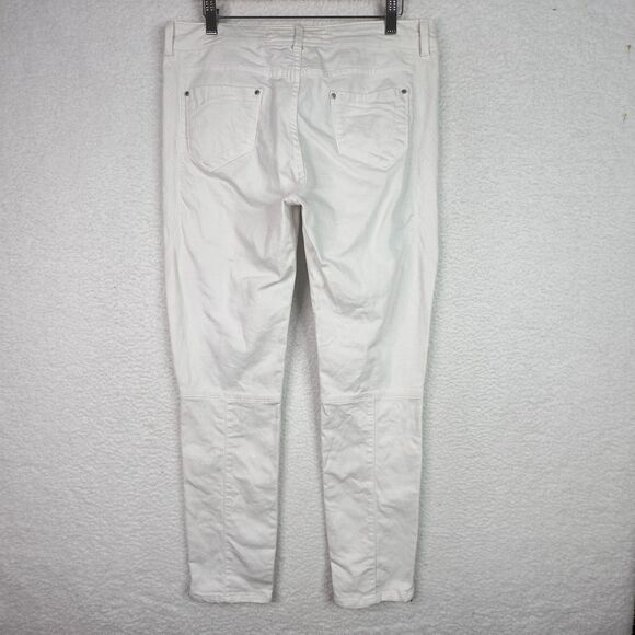 Karen Millen Biker Moto Jeans 12 (35x29) White Slim Zip Pockets Seam‎ Detailing - Picture 10 of 13